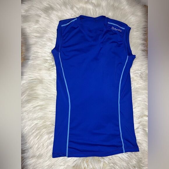 Tesla royal blue sleeveless top sz Large - Picture 1 of 6
